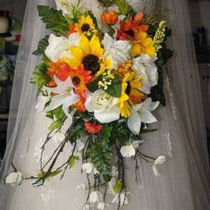# 11 Elegant Floral Bouquet with Sunflowers and Lilies And A Bridesmaid 2